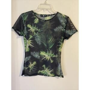 Daisy Street Womens Size 6 Short Sleeved Sheer Black Floral Shirt! A2548